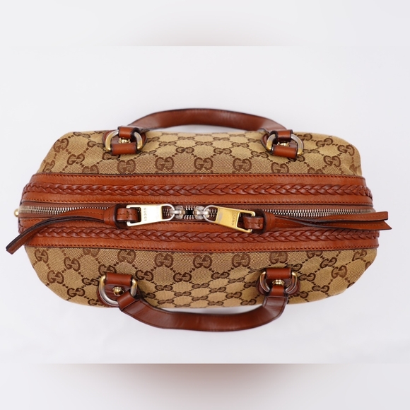 AV04 ❤️ GUCCI Monogram Brick Lane Boston - Picture 2 of 15